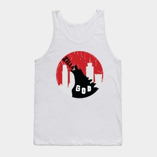 Angry Godzilla With Red Japanese Flag Tank Top